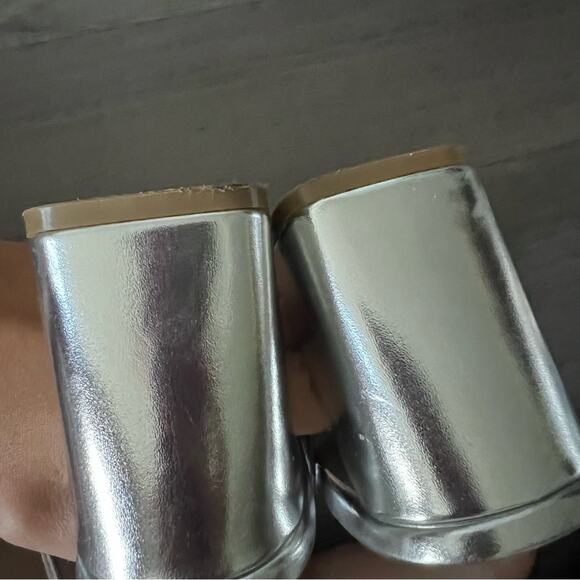 Steve Madden Luxe Metallic Block Healed Strappy Sandal Square Toe Luxe 11M - Picture 9 of 11